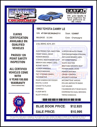 AutoPlus Window Sticker