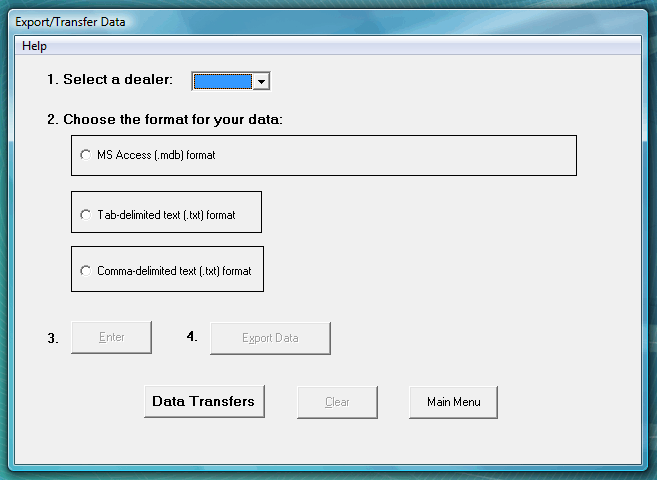 AutoPlus Export Data Menu